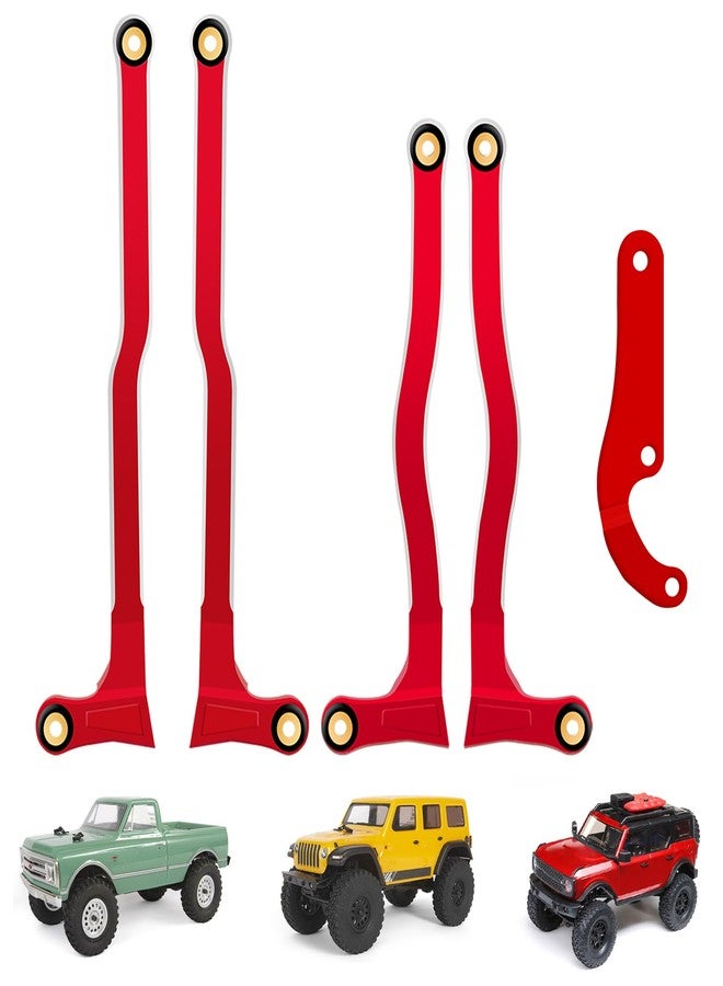 OGUNKE McCue RC Praying Mantis Link Tucked Inward Links High Clearance Links for Axial 1/24 SCX24 C10 JLU Bronco RC Crawler Upgrade Parts - 5 PCS (Red) - Image 1