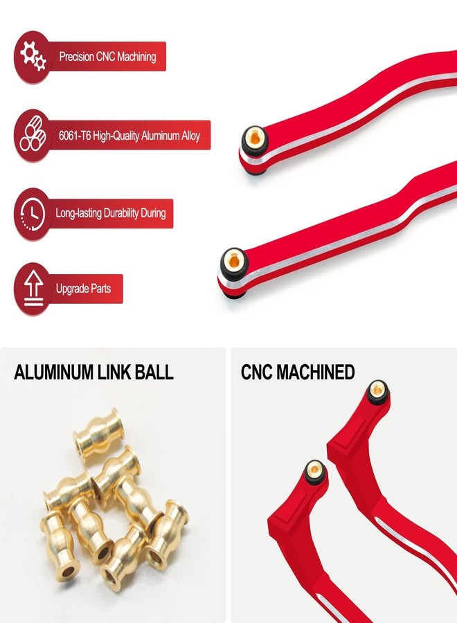 OGUNKE McCue RC Praying Mantis Link Tucked Inward Links High Clearance Links for Axial 1/24 SCX24 C10 JLU Bronco RC Crawler Upgrade Parts - 5 PCS (Red) - Image 5