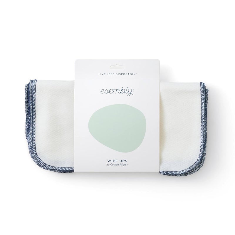 Esembly Wipe Ups, Organic Cotton Reusable Baby Wipes, Soft and Sturdy Washable Cloth Diaper Wipes, One Size, 12-pk - Image 1
