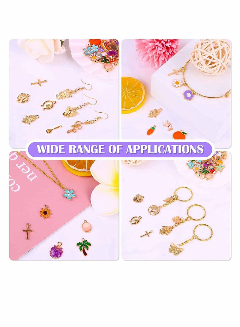 KASTWAVE 300 قطعة من حلي صنع المجوهرات حلي أساور المينا، حلي أقراط معدنية مختلطة، حلي أساور القلائد لصنع المجوهرات والحرف اليدوية بنفسك - Image 4