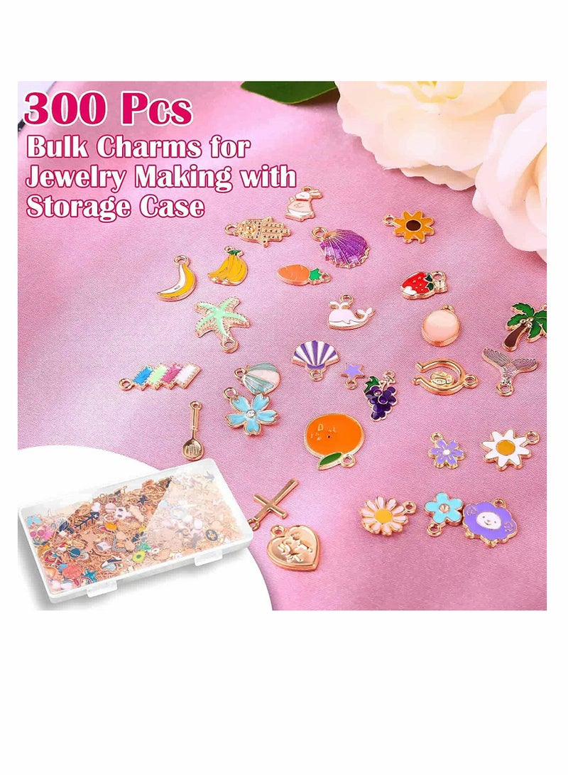 KASTWAVE 300 قطعة من حلي صنع المجوهرات حلي أساور المينا، حلي أقراط معدنية مختلطة، حلي أساور القلائد لصنع المجوهرات والحرف اليدوية بنفسك - Image 5