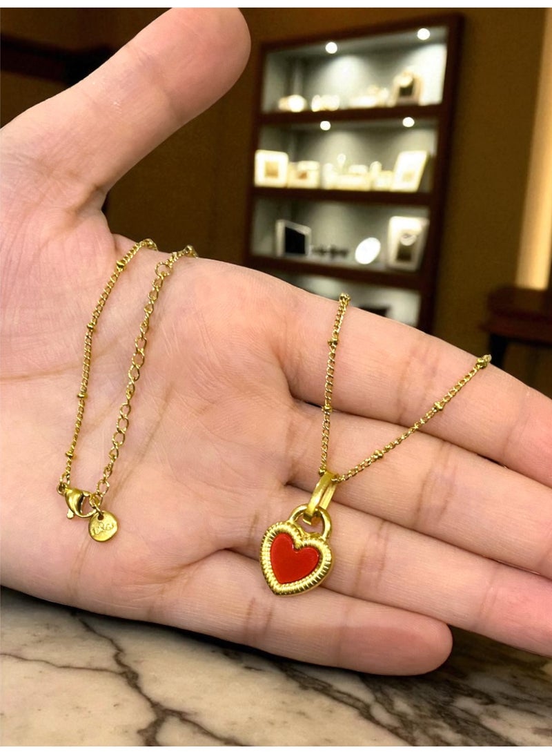Casual collection Trendy & Elegant Stainless Steel Gold Plated Necklace For Women With Heart Pendant - Image 1