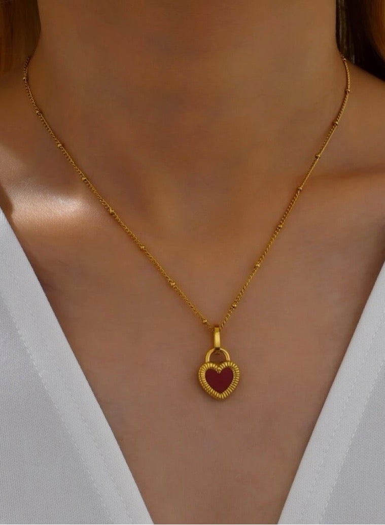 Casual collection Trendy & Elegant Stainless Steel Gold Plated Necklace For Women With Heart Pendant - Image 2