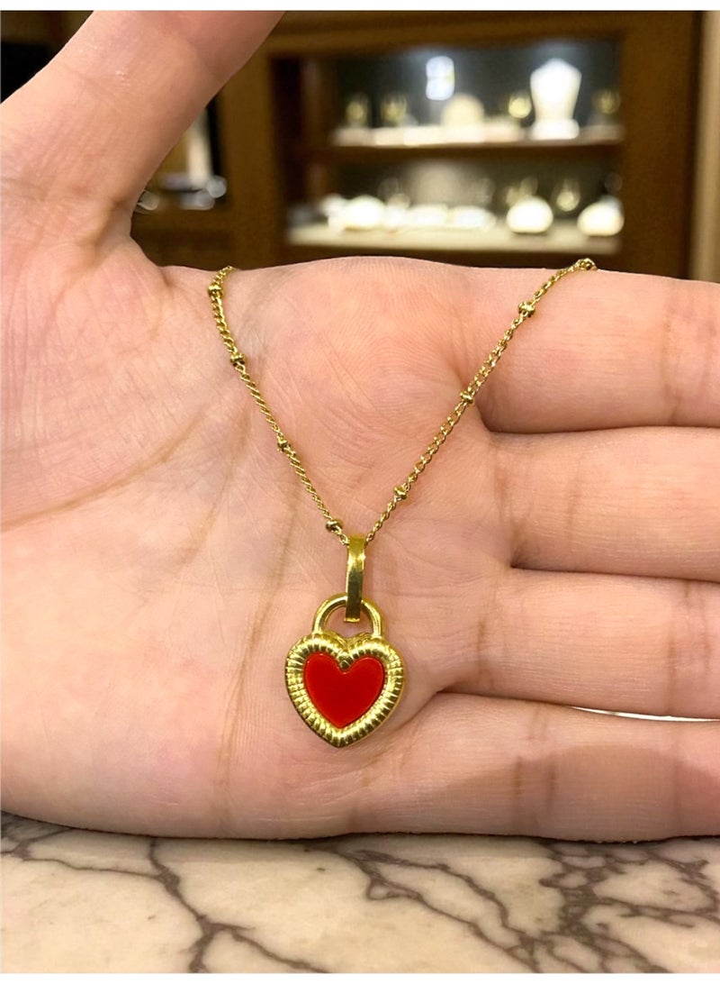 Casual collection Trendy & Elegant Stainless Steel Gold Plated Necklace For Women With Heart Pendant - Image 3