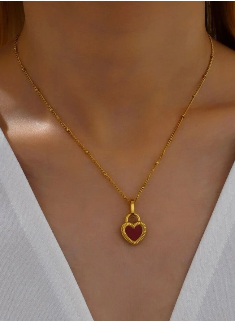 sixtyfour Elegant Stainless Steel Gold Plated Necklace For Women  - Image 1