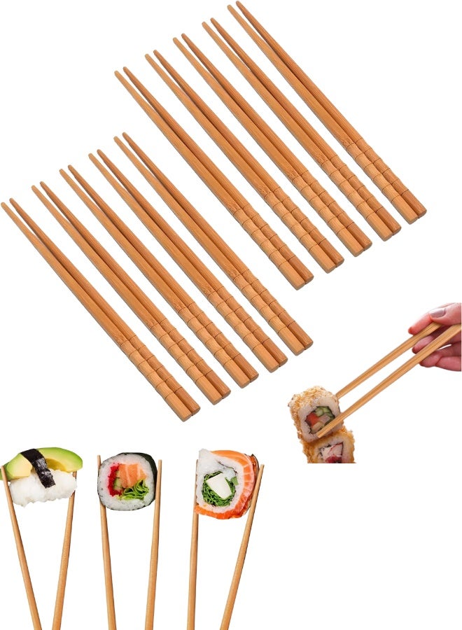 عيدان طعام من الخيزران قابلة لإعادة الاستخدام - آمنة للغسل في غسالة الصحون - عيدان طعام خشبية صينية طبيعية صحية - مجموعة من 20 زوجًا للاستخدام في المطاعم والمنزل - Image 1