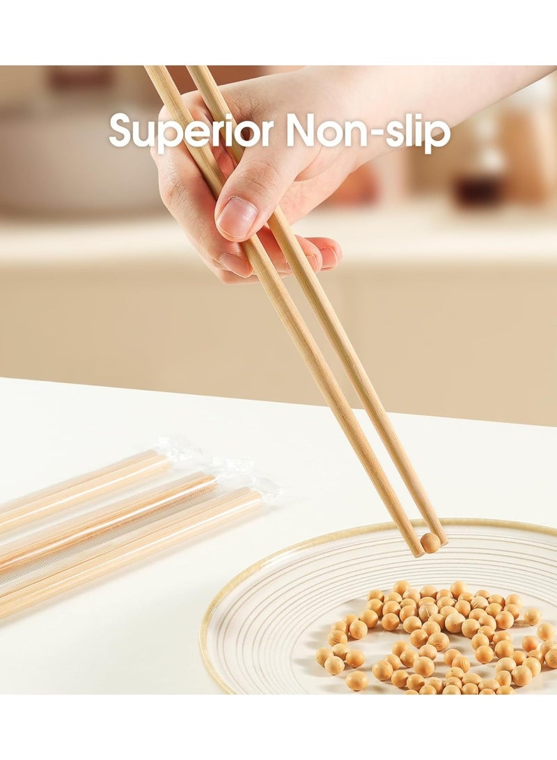 عيدان طعام من الخيزران قابلة لإعادة الاستخدام - آمنة للغسل في غسالة الصحون - عيدان طعام خشبية صينية طبيعية صحية - مجموعة من 20 زوجًا للاستخدام في المطاعم والمنزل - Image 2