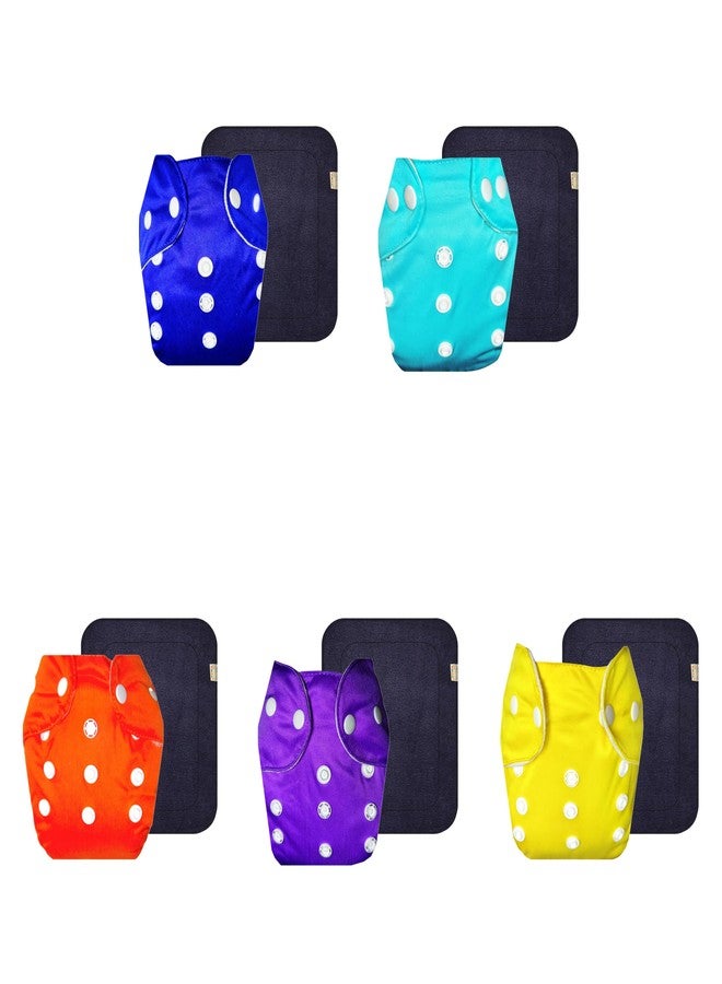 Dumbledo Lite Cloth Diaper with Black Insert (Pack of 5) | Hypoallergenic | Leakproof | Adjustable Snaps | Worry-Free Diapering | 3 Months - 2 Years | Unisex Baby - Image 1