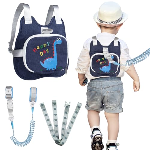 bearcouple Toddler Harness Backpack Leash with Wrist Link | Cute Dinosaur Anti-Lost Walking Strap for Kids | Foldable & Adjustable Child Safety Belt for Boys & Girls - Image 1