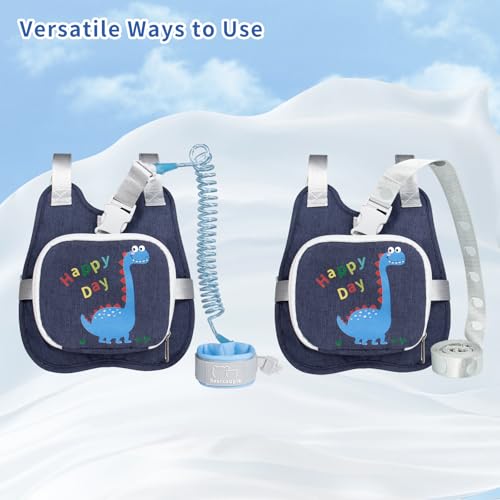 bearcouple Toddler Harness Backpack Leash with Wrist Link | Cute Dinosaur Anti-Lost Walking Strap for Kids | Foldable & Adjustable Child Safety Belt for Boys & Girls - Image 2