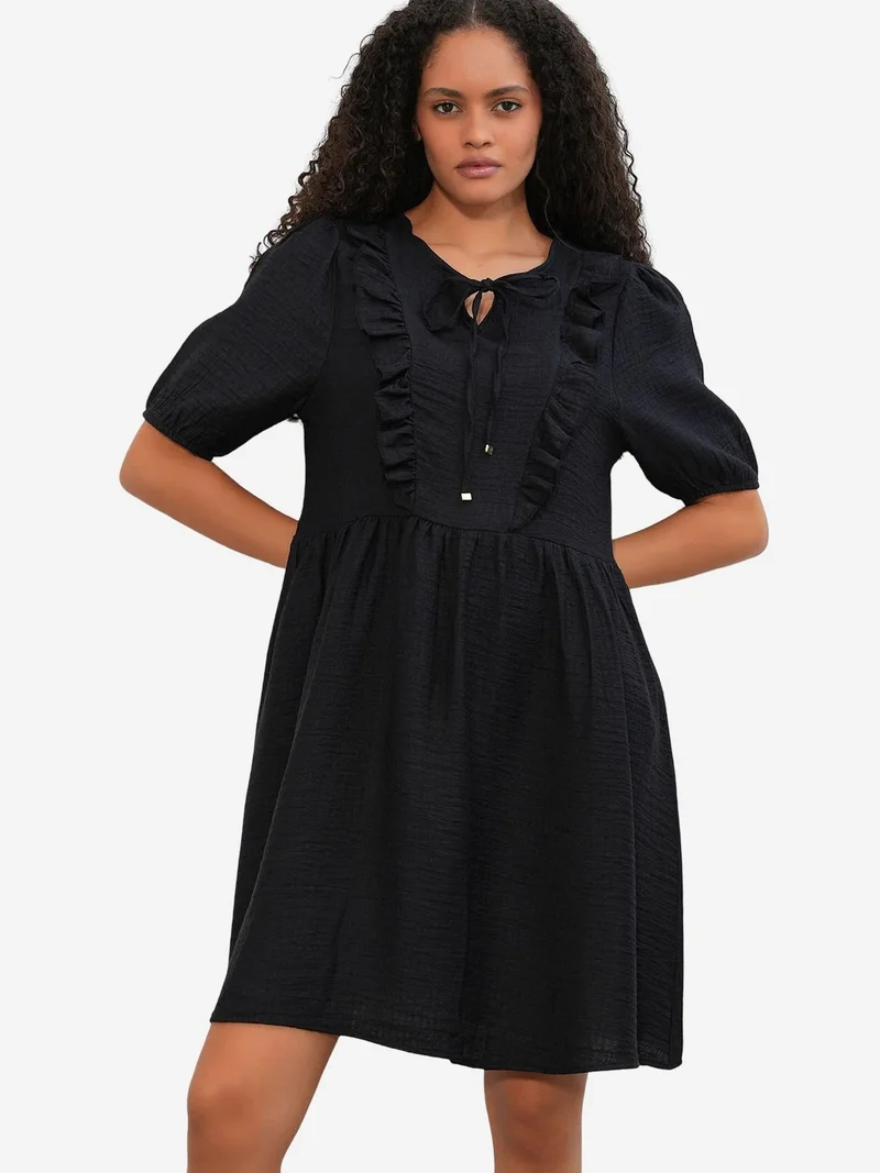 Big Dart Black BDART Women's A-line Mini Smock Dress for Women | Best Price UAE