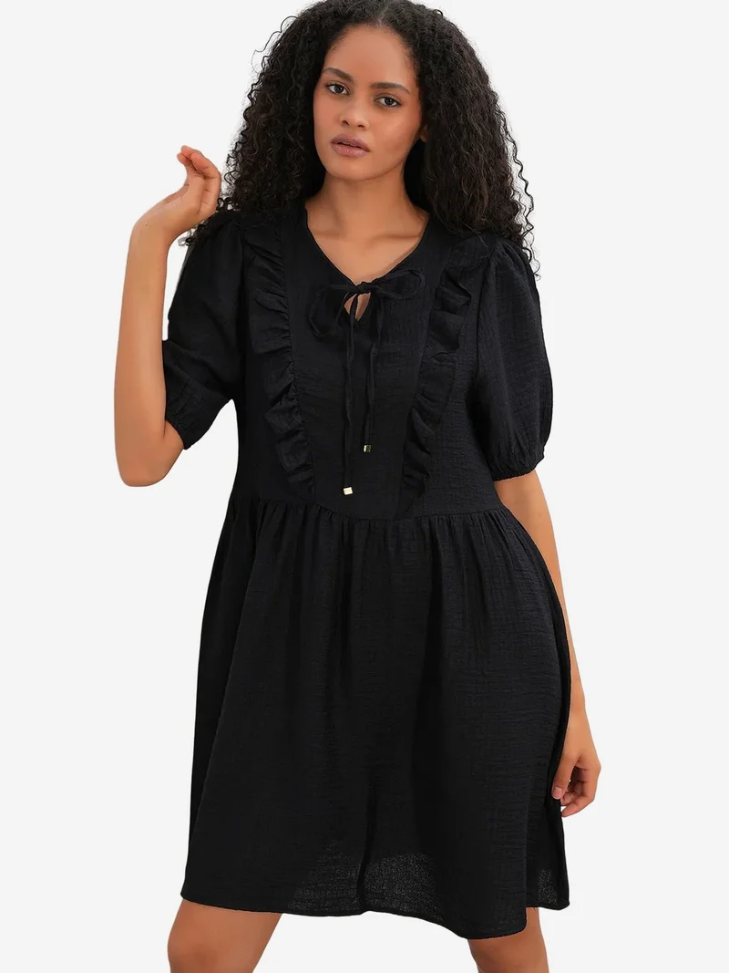 Big Dart Black BDART Women's A-line Mini Smock Dress for Women | Best Price UAE