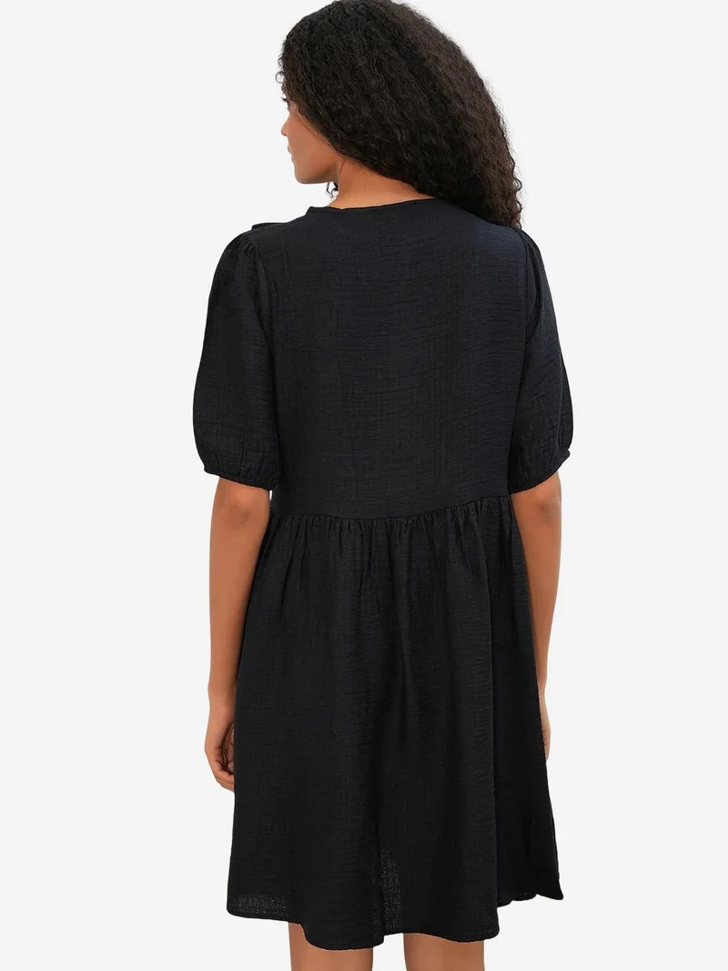 Big Dart Black BDART Women's A-line Mini Smock Dress for Women | Best Price UAE