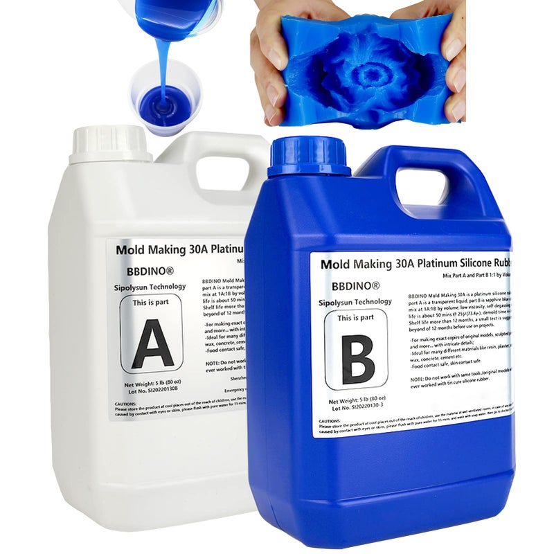 BBDINO Silicone Mold Making Kit 30A MoldMaking Silicon Rubber 1 Gallon10 Lbs160 Oz Liquid Silicon for Molds Making 11 by Volume Ideal for Silicone Resins Soap Concrete Wax Molding