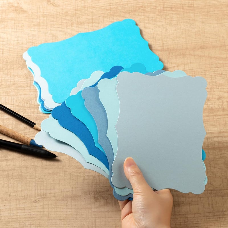 Homtable 50 Pack Blank Kraft Cards Cardstock Thick Paper Brown Greeting Cards for DIY Gift Card Menus, Baby Shower and Wedding Invitations (Blue, 5 Colors, 5x7IN) - Image 3