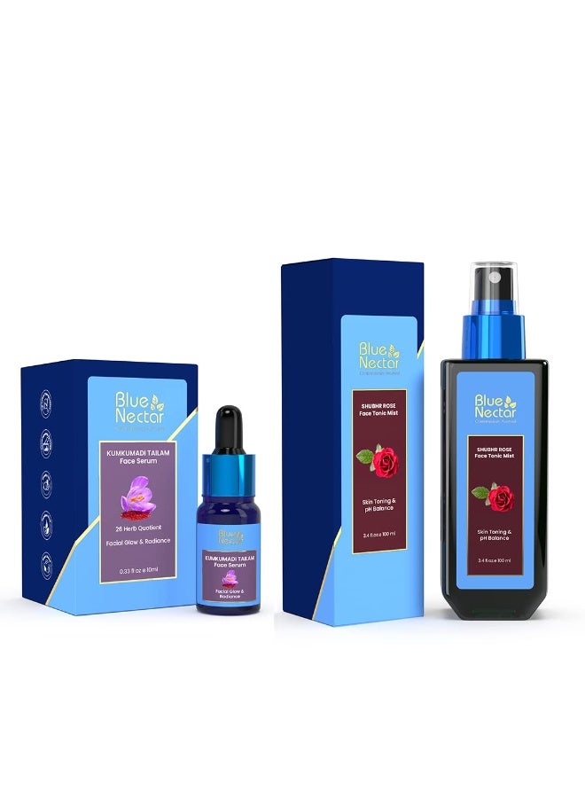 Blue Nectar Kumkumadi Face Serum 10ml & Shubhr Rose Face Mist 100 ml - Image 2