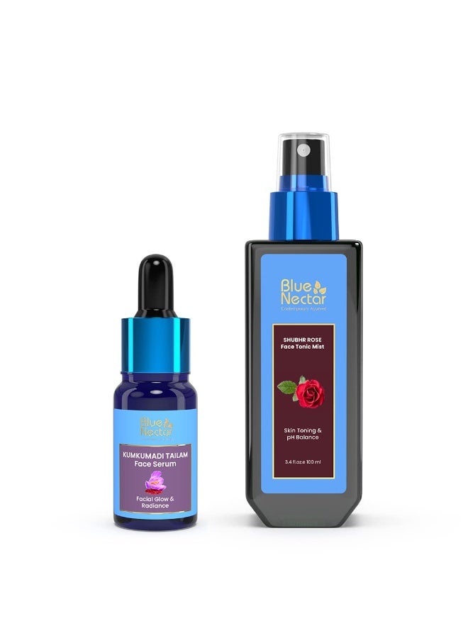 Blue Nectar Kumkumadi Face Serum 10ml & Shubhr Rose Face Mist 100 ml - Image 1