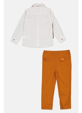 Little Gent Toddlers Boy 3 Piece Shirt And Pant With Bow Tie, Brown  - Image 2
