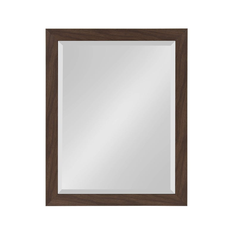 DesignOvation Beatrice Framed Decorative Rectangle Wall Mirror 22 x 28 Walnut Brown Farmhouse Rectangular Vanity Mirror for Use as Bathroom Mirror for Over Sink or Rustic Entryway Mirror