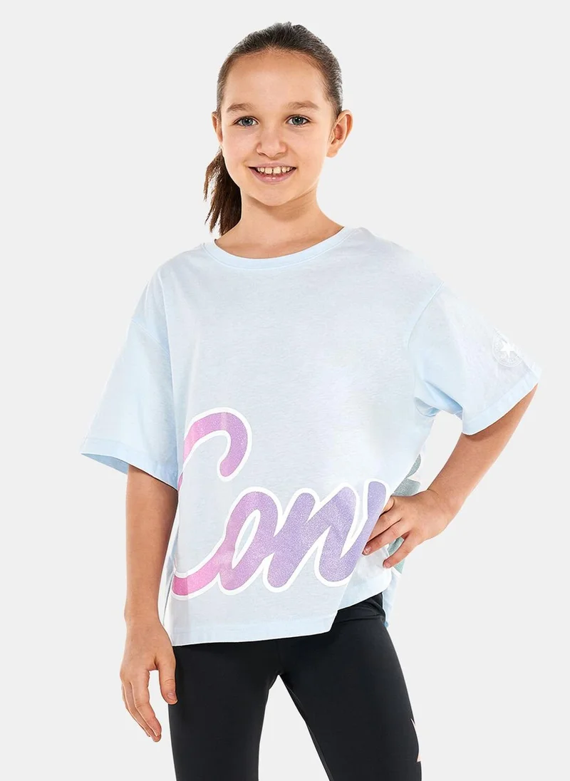 كونفرس Kids' Script Glitter Boxy T-Shirt