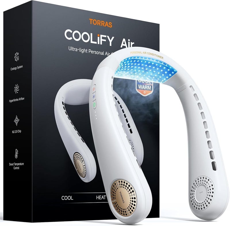 TORRAS COOLiFY Air 2026 Upgraded Neck Fan Air Conditioner, Dual-Airflow Pro Cooling, Ultra Light Portable Fan Rechargeable, Personal Cooling Fan Travel Essentials, Gift for Dad Father,Ivory White - Image 1