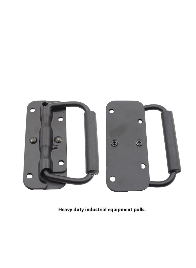 Spring Loaded Pull Handles, Surface Mount Chest Handle with Rubber Grip Handmade Chest Trunk Lifter Handle Pull Heavy Duty Hardware for Chests Trunks Crates Storage Boxes Thickened 2mm (2 Pack) - Image 4