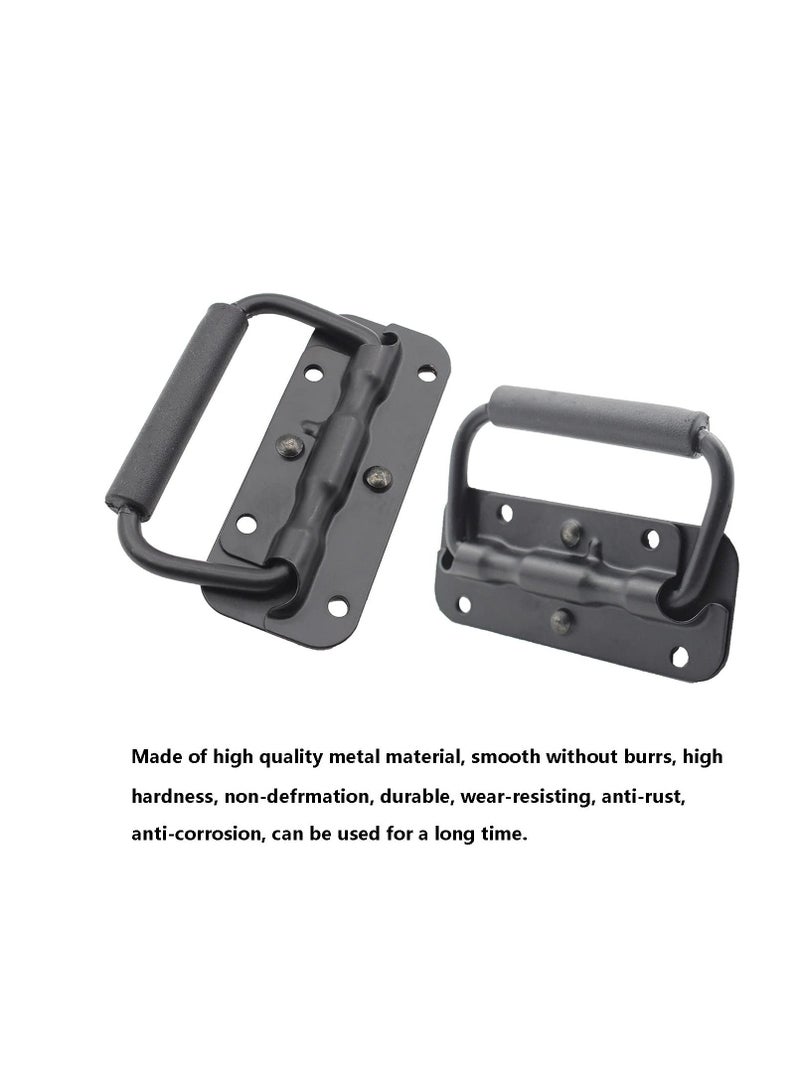 Spring Loaded Pull Handles, Surface Mount Chest Handle with Rubber Grip Handmade Chest Trunk Lifter Handle Pull Heavy Duty Hardware for Chests Trunks Crates Storage Boxes Thickened 2mm (2 Pack) - Image 5