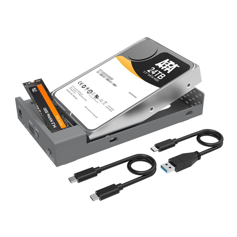 MAIWO Dual Bay Enclosure for M2 NVMe SATA SSD and 25 35 inch SATA SSD HDD External Hard Drive to USB C Adapter 10Gbps 32TB CapacityDO NOT Support Clone - Image 2