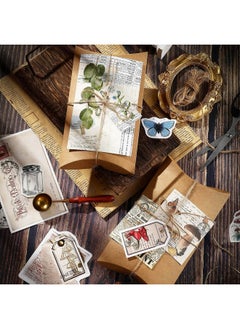 Zonon 120 Pieces Vintage Scrapbooking Stickers Diy Journaling Scrapbook Adhesive Washi Paper Stamp Stickers Antique Retro Natural Collection Stickers Diary Journal Embellishment Supplies (Artsy Style)  - Image 5