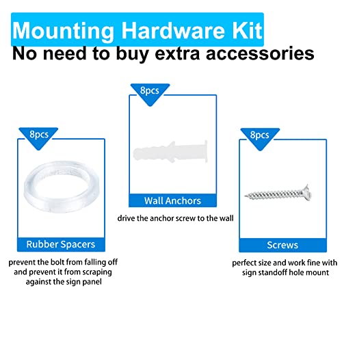 MTRSOCHO Standoff Screws for Acrylic 1x2 Inches Stainless Steel Sign Standoff Wall Mounts for Hanging Acrylic Picture Frame, 8 Pack - Image 4