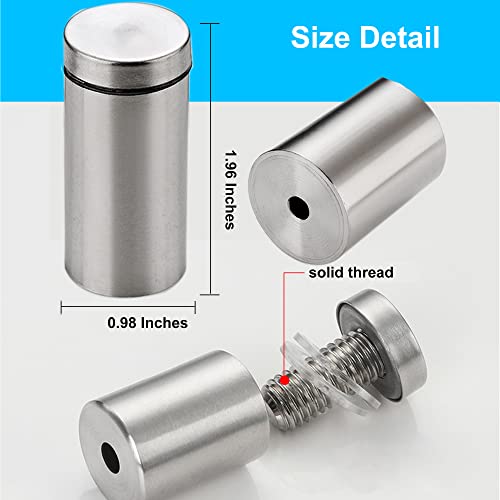 MTRSOCHO Standoff Screws for Acrylic 1x2 Inches Stainless Steel Sign Standoff Wall Mounts for Hanging Acrylic Picture Frame, 8 Pack - Image 5