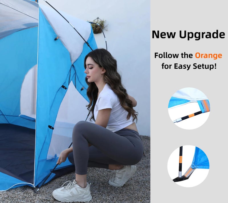 Etto Beach Tent, Portable Sun Shelter for 2/3/4/6-8 Person with UPF 50+ UV Protection, Easy Setup Waterproof Beach Shade Canopy Cabana for Family Outdoor and Picnics, Fishing with Carrying Bag - Image 3