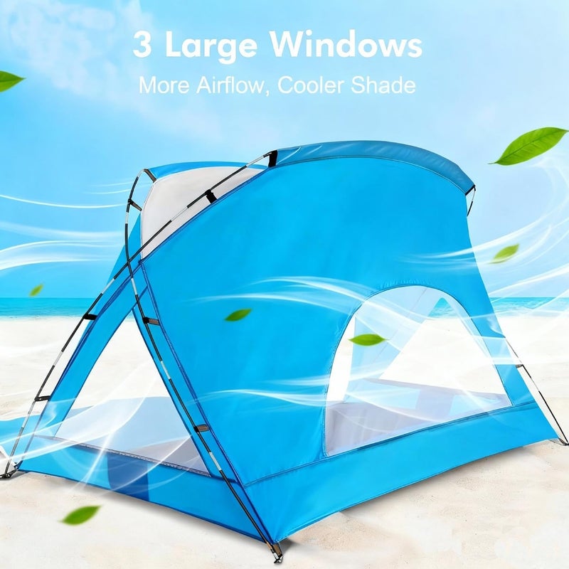 Etto Beach Tent, Portable Sun Shelter for 2/3/4/6-8 Person with UPF 50+ UV Protection, Easy Setup Waterproof Beach Shade Canopy Cabana for Family Outdoor and Picnics, Fishing with Carrying Bag - Image 5