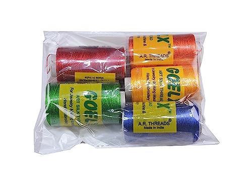 GOELX Silk Thread Spools for Wrapping Shiny Bright 5 Colours - Red,Blue,Green,Orange and Yellow - Image 3