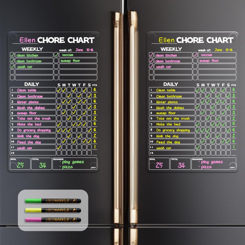 JJPRO Non-Magnetic Dry Erase Chore Chart for Fridge, 8.5"x13" Clear Reusable Chore Board, Dry Erase Chore Chart for Refrigerator,Cabinet,Wall&Glass, All Smooth Surfaces - Image 1