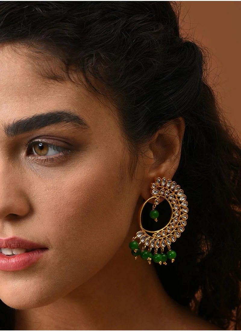 SOHI Stone Studded Contemporary Drop Earrings