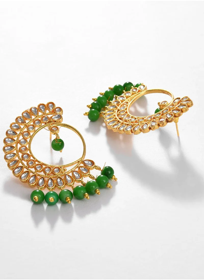 SOHI Stone Studded Contemporary Drop Earrings