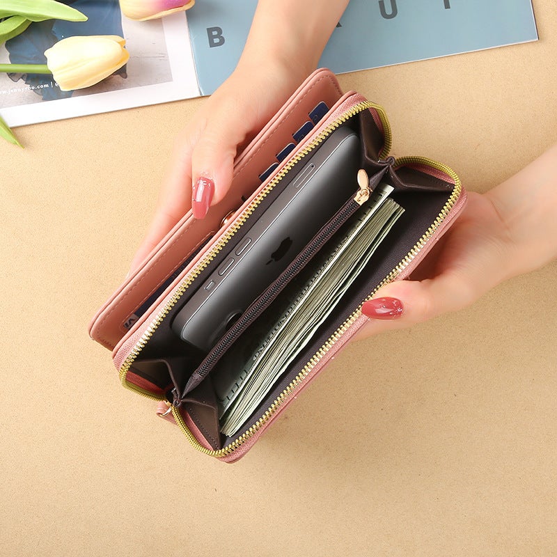 Multifunctional Solid Color PU Leather Wallet, RFID Blocking Design Portable Daily Storage Purse for Cards Cash Coin Business Use - Image 4