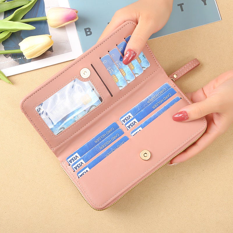 Multifunctional Solid Color PU Leather Wallet, RFID Blocking Design Portable Daily Storage Purse for Cards Cash Coin Business Use - Image 3