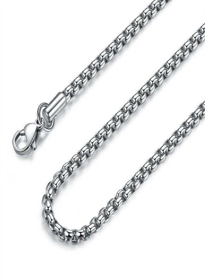 FOSIR Mens Chain Necklaces, Stainless Steel Rolo Chain Necklace for Men and Women, Silver Tone Box Chains for Men, Wide 2/3/4/5mm, 20.0 Inch long, Stainless Steel, No Gemstone - Image 1