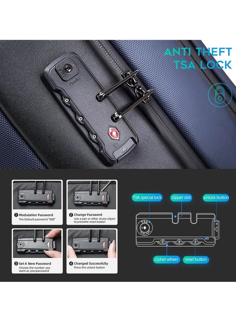 BANGE Anti Theft Backpack with USB charging Port,Lightweight Business Backpack for Men and Women   Blue(3 pocket for travel) - Image 3