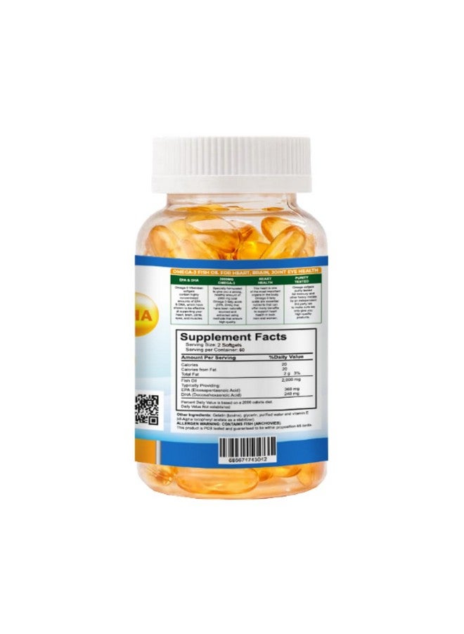 Vitamisan Organic Vitamins súper Omega 3 Ultra Pure Fish Oil Concentrate, EPA & DHA Triple Strength, Omega 3 Fatty acids, Burpless 120 softgels - Image 2