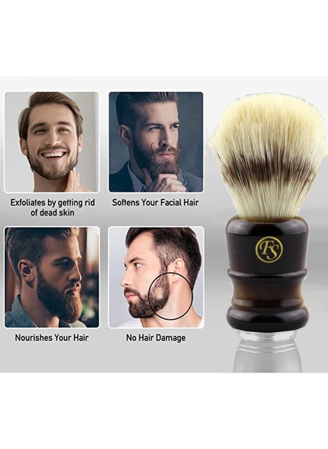 Frank FS shaving - Synthetic Hair Shaving Brush for Men's Personal and Professional Shaving (Dark Horn) - Image 1