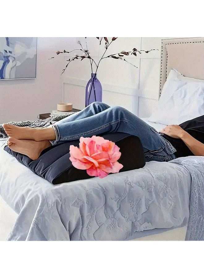 Blue Plush Leg Pillow with Inflatable Cushion Portable Footrest for Home and Outdoor - Image 1