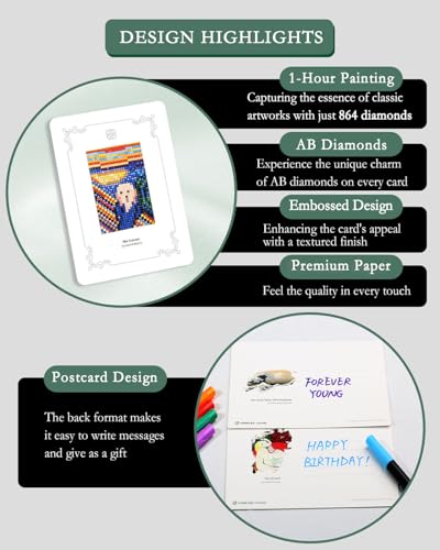 Forever young Minigem 12pcs Small Diamond Painting Kits Small Diamond Art Kits, Quick & Classic Mini Diamond Painting Kits for Beginners 1-Hour Painting, Postcard-Style Diamond Art Square Drill Pocket-Sized 5x7in - Image 2