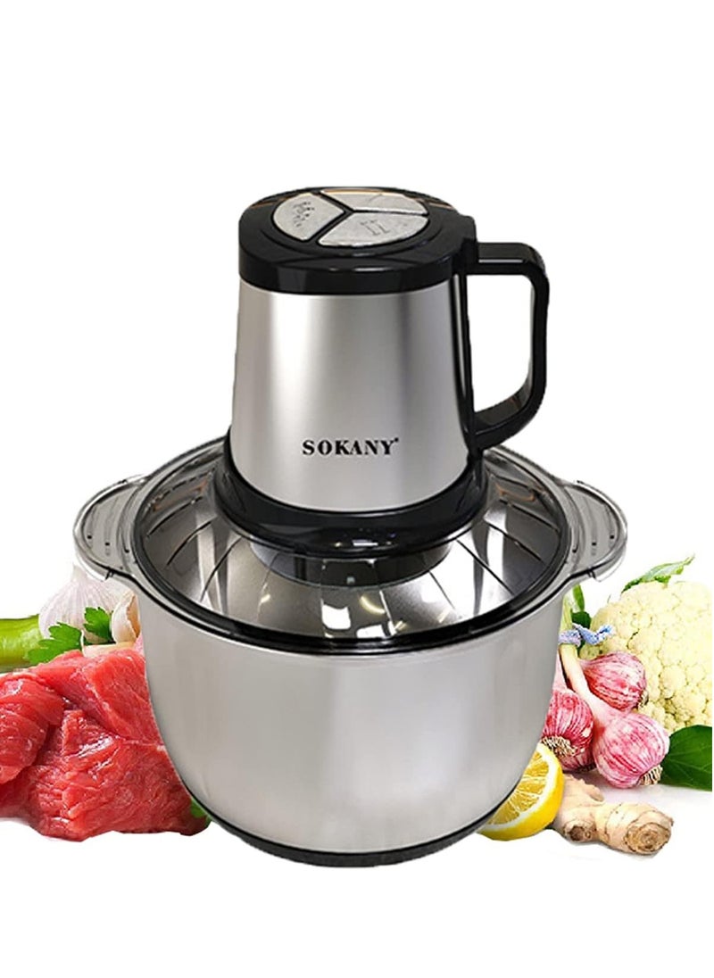 sokany Sokany 800w meat grinder electric, electric meat grinder 5l stainless steel meat blender food chopper for meat, vegetables, fruits and nuts with 4 sharp blades. (800w, 5l)  - Image 1