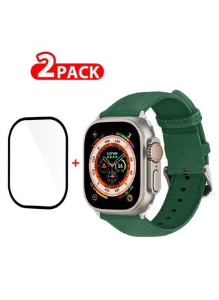 2 Packs For Apple Watch Band 49mm Leather Band Buckle Strap Wristband and 3D Screen Protector Sea Green - pzsku/ZE1129F92F3A8D1D9224EZ/45/_/1688545592/b6afce39-7d15-4cbd-889b-4fccbc6cf4eb