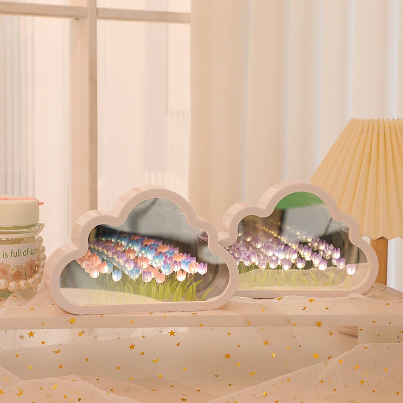 Cloud Mirror Tulip Night Light Flower Sea Diy Handmade Material Pack Luminous Ornament Ambient Light Birthday Gift - Image 5