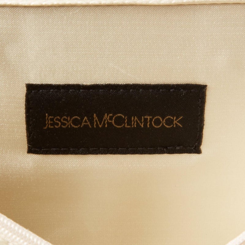 Jessica McClintock حقيبة كلاتش مسائية من جيسيكا مككلينتوك بشبكة معدنية ذهبية فاتحة مع سلسلة كتف - Image 5