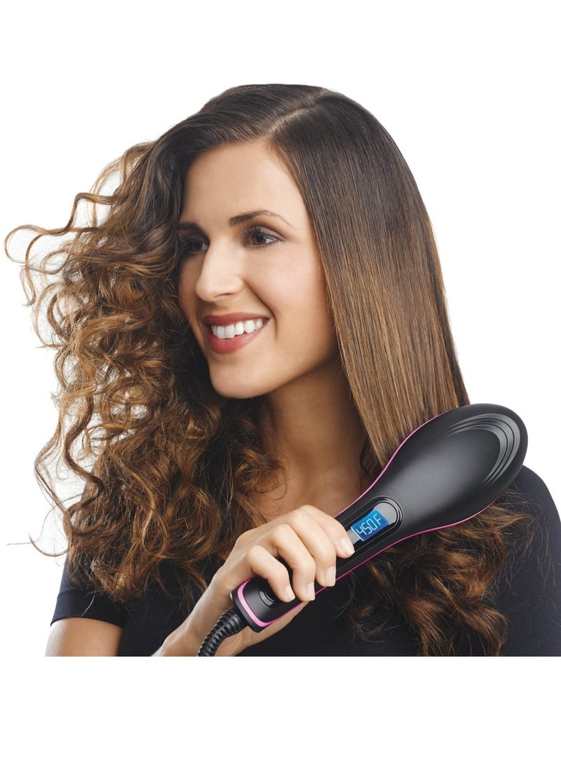 ELTRAZONE Simply Straight Ceramic Hair Straightening Brush, Black/Pink - Image 2